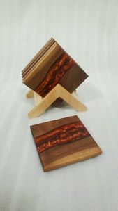 Elegant Wooden And <b>Epoxy</b> <b>Resin</b> Coasters Handmade With Durable Waterproof Finish For Luxury <b>Table</b> Settings - Product Image 6