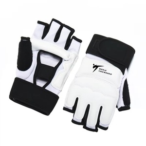 Taekwondo Gloves White With Black Trim Breathable Mesh Lining Unisex Hand Protectors For Training - Product Image 3