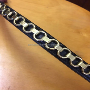 Banda de cuero para cejas de caballo, banda de alta calidad de color negro, inglés, cosido a mano con cadena de latón plateado y dorado en todos los tamaños personalizados - Product Image 1