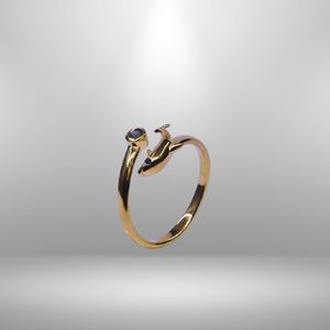 Anillo Clásico de Plata de Ley 925 Chapado en Oro con Zafiro Azul para Mujer, Joyería para Bodas - Product Image 5