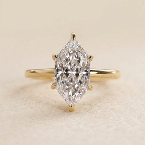 Engagement Ring 3CT Elongated <b>Hexagon</b> Cut 10K Solid Gold VVS2 IGI Certified Luxury Womens Handmade Ring - Product Image 2