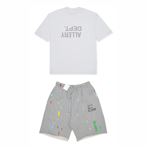 2026 Men's Two Piece <b>Set</b> 100% Cotton Streetwear T-Shirt and Shorts <b>Sets</b> Summer Dept Crew Neck t-shirts and shorts <b>sets</b> For mens - Product Image 1