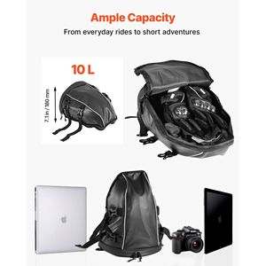Bolsa trasera negra para motocicleta de 10 L, cubierta impermeable para lluvia, deportes al aire libre, almacenamiento de equipaje para motocicleta, maletero, mochila, bolso - Product Image 3