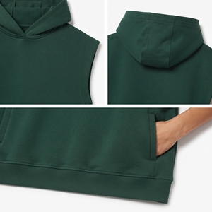 Women Cotton Fleece <b>Sleeveless</b> Hoodies Drop Shoulder Hooded Sweatshirt Ladies Gym Wear <b>Sleeveless</b> Pullover <b>Hoodie</b> - Product Image 6