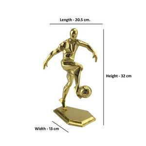 Figura Decorativa de Jugador de Fútbol Dorada de 32 cm de Alto x 13 cm de Ancho x 20.5 cm de Largo, Escultura de Mesa, Diseño Artístico Moderno para Sala de Estar - Product Image 2