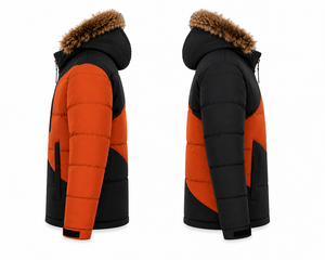 Blouson matelassé à capuche pour homme, personnalisable (couleurs et tailles), avec patch en caoutchouc, hydrofuge, pour l'hiver et l'extérieur, garniture en fourrure, rembourrage épais - Product Image 3