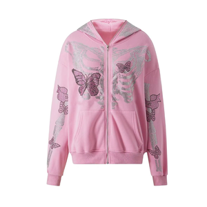 Sudadera con Capucha Personalizable para Mujer, Invierno, Transpirable, Tejida, Casual, Antiarrugas, Antibolitas, Ecológica, con Estampado de Pedrería en la Parte Delantera - Product Image 1