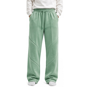 Pantalon de jogging en molleton pour homme, taille élastique avec cordon de serrage, décontracté, vert, mi-lourd, tricoté, respirant, poches latérales, pour l'automne - Product Image 4