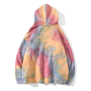 Sudadera con Capucha Unisex Tie-Dye, Talla Grande, Manga Regular, Felpa Francesa de Algodón, Informal, Otoñal, con Bolsillo - Product Image 3