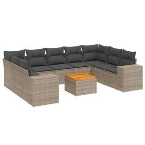 Grey Garden <b>Sofa</b> <b>Set</b> With Cushions UV Resistant PE Rattan Outdoor Furniture Contemporary Design Waterproof Garden Use - Product Image 4