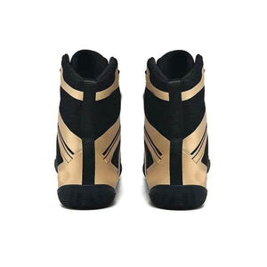 <b>Black</b> Leather Lace-Up Boxing Shoes Breathable High Top Design for Training and <b>Combat</b> Sports - Product Image 5