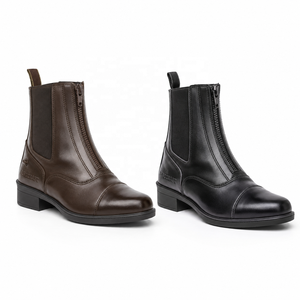 Botas de equitación de cuero PU antideslizantes con cremallera, para senderismo, deportivas de lujo para exteriores, personalizables, de color sólido. - Product Image 4