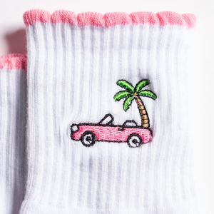 Chaussettes courtes pour femmes, été, broderie, coton, antidérapantes, logo personnalisable pour Pilates, tennis, marque Studio - Product Image 2