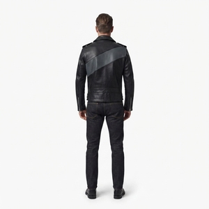 Blouson Moto Homme en Cuir de Cheval 1,2 mm Asymétrique Fendu Style Perfecto, Vente en Gros, Personnalisable OEM, Streetwear - Product Image 2