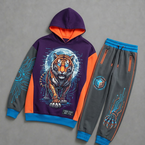 Ensemble de survêtement unisexe à imprimé Dragon de Glace, à capuche, manches longues, décontracté pour l'hiver, en polyester respirant, coupe régulière avec côtés contrastants - Product Image 5