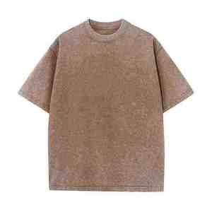 Camiseta de algodón extragrande para hombre, algodón lavado de color liso, corte casual tipo jersey, longitud regular, ajuste extragrande cómodo - Product Image 1