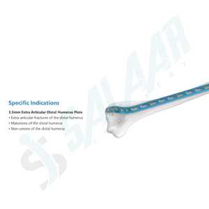 แผ่นยึดกระดูกไทเทเนียมและสแตนเลสขนาด 3.5 มม. แบบ Wise Lock Extra Articular Distal Humerus สำหรับศัลยกรรมกระดูกอุปกรณ์เสริมทางออร์โธปิดิกส์ ยี่ห้อ Salaar - Product Image 4