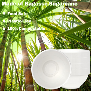 <b>Large</b> Disposable <b>Bowls</b> Compostable Heavy Duty Hot Soup White Modern Party Microwavable Safe <b>Salad</b> BPA FREE Eco-friendly - Product Image 4