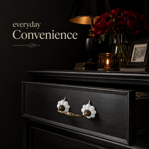 Luxury Floral <b>Ceramic</b> Drawer Handle Decorative Cabinet Pull Vintage Brass Furniture Hardware <b>for</b> Wardrobes Drawers and Cabinets - Product Image 2
