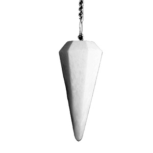Pendule de radiesthésie en scolecite polie céleste pour la connexion d'amour divin de guérison angélique et la décoration de l'espace en forme de nuage - Product Image 1