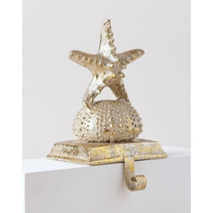 Best Selling Starfish Christmas Stocking Holder Gold Coastal Beach Theme Mantle Decoration Unique Festive Tabletop Decor - Product Image 1