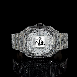 Montre en acier inoxydable et diamant moissanite la plus vendue pour les cadeaux d'entreprise, les mariages, les fiançailles et un usage quotidien élégant - Product Image 1