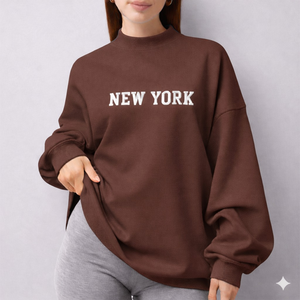 Pull en maille oversize à col montant pour femme, manches longues, style décontracté et confortable, avec logo frontal, idéal pour l'hiver et le quotidien - Product Image 2