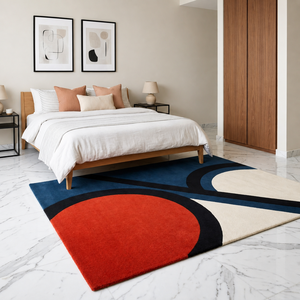 Alfombra Contemporánea Multicolor con Patrón de Arco, Hecha a Mano, Ecológica, Antideslizante, con Respaldo de Látex, para el Hogar y Viajes - Product Image 1