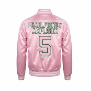 Alfa |   Kapa |   Chaqueta Bomber de Satén con Cremallera y Lentejuelas Bordadas Transpirables Personalizadas de la Hermandad Alpha (AKA) - Product Image 4
