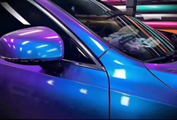 Film de protection de voiture de luxe, vinyle brillant bleu-violet-rouge dégradé, surface lisse, garantie 3 ans