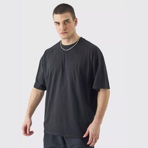 Nouveau T-shirt Homme de Luxe 100% Coton Col Côtelé Oversize Épaules Tombantes Streetwear Imprimé Logo Personnalisé T-shirt Vierge - Product Image 5