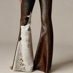 Pantalon cargo long en cuir pour femme, taille haute, coupe large, style streetwear, décontracté, avec poches amples, fabrication OEM personnalisée - Product Image 5