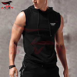 Débardeurs à capuche sans manches pour hommes 2026 – Idéaux pour l'entraînement en salle, la musculation et le bodybuilding – Coupe ajustée, couleur noire - Product Image 6