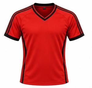 เสื้อกีฬาคอวีสีแดงแบบยูนิเซ็กซ์ ผ้าโพลีเอสเตอร์ ระบายอากาศได้ดี แขนสั้น สำหรับผู้ใหญ่ ยี่ห้อ CANBELLO SPORTS พิมพ์ลายดิจิตอล - Product Image 1
