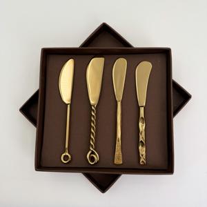 Ensemble de couverts à fromage en acier inoxydable, design moderne torsadé et manche varié, pour enfants et mariages, passe au lave-vaisselle - Product Image 1