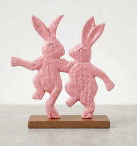 Pink Metal Flower Sculpture on Wooden Base Contemporary Home Decor Tabletop <b>Ornament</b> - Product Image 6