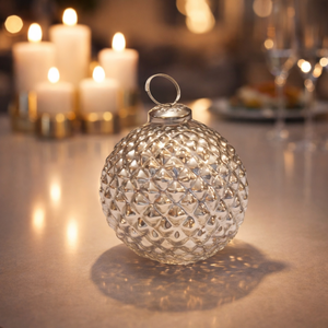 เครื่องประดับตกแต่งต้นคริสต์มาสทรงกลมแก้วเมอร์คิวรี่ลายนูน รุ่น VIXM14007 ขายดีอันดับต้นๆ |   ชุดตกแต่งวันหยุดสุดหรูหราสำหรับตกแต่งบ้านและงานปาร์ตี้ - Product Image 3