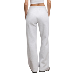 Pantalon de jogging gris chiné pour femme, coupe droite décontractée, ample, en mélange de coton confortable, pour la détente et le sport - Product Image 2