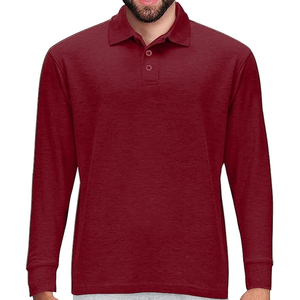 Camisa Polo de Manga Larga para Hombre, Color Sólido, Popelina, Cuello Clásico, Estilo Casual, para Otoño - Product Image 1