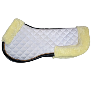 Tapis de selle demi-selle de dressage en mousse 18 mm matelassé fin, garni en coton, avec bordure en similicuir et doublure en maille respirante HMGLOBAL - Product Image 1