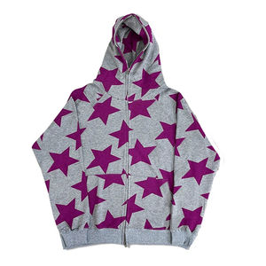 Rhinestone full face <b>zip</b> hoodie for fashion brands cotton fleece custom oversized low moq - Product Image 6