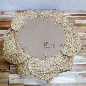 Miroir de luxe en jonc de mer et coquillage fait à la main, décoration intérieure naturelle écologique pour le style bohème côtier - Product Image 4