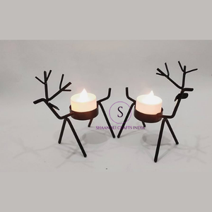 Nouveaux bougeoirs en métal noir en forme de renne pour bougies chauffe-plat, pour Noël, décoration murale pour la maison, le salon et le hall. - Product Image 6