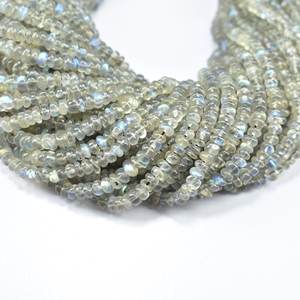 Cuentas de labradorita natural lisas en forma de rondel, hebras de piedras preciosas de 3 mm a 4 mm, cuentas rondel sueltas para la fabricación de collares y joyería. - Product Image 6