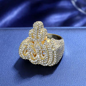 RB GEMS Bague de déclaration unisexe en argent sterling 925 plaqué rhodium, sertie de moissanite VVS et de motifs de calligraphie arabe, style Hip Hop - Product Image 5
