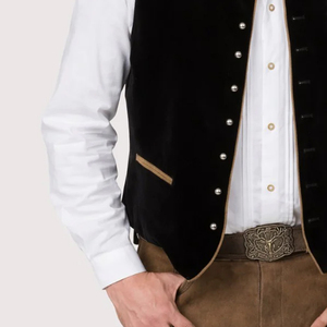 Chaleco Tradicional Bávaro Alemán para Hombre, Estilo Casual Elegante, Reversible, Transpirable, con Cuello Mao, para Otoño - Product Image 6