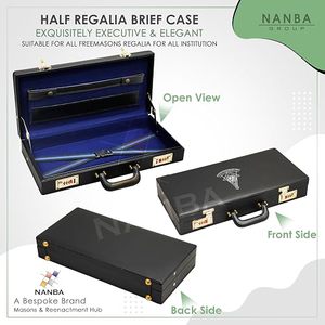 NANBA GROUP <b>Masonic</b> Regalia Half Apron Hard Briefcase Black Imitation Leather Master Silver Emblem Freemason Storage Case Gold - Product Image 6