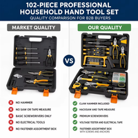 Ensemble d'outils à main professionnels pour la maison, 102 pièces, avec marteau, tournevis, pinces, clé, scie, ruban à mesurer, dans un coffret rigide, kit d'outils russe