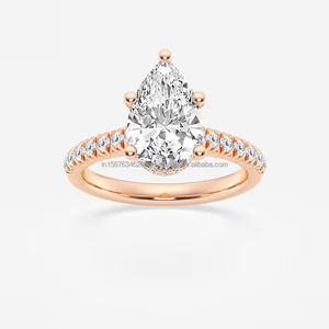 Anillo de compromiso/boda de oro blanco de 14K para mujer IGI/GIA Lab Grown VVS Clarity Pear Shape-Fine Luxury Vintage Unisex para fiestas - Product Image 5