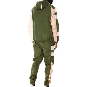 High Performance Men's Color Blocking Windbreaker Hooded Tracksuit <b>Set</b> Full Sleeve Casual Wear Breathable Polyester Tracksuits - Product Image 4